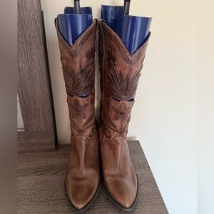 Carlos by Carlos Santana Tan Floral Heeled Boots